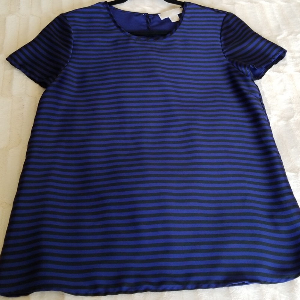 MICHAEL KORS Short Sleeve Silky Striped Top